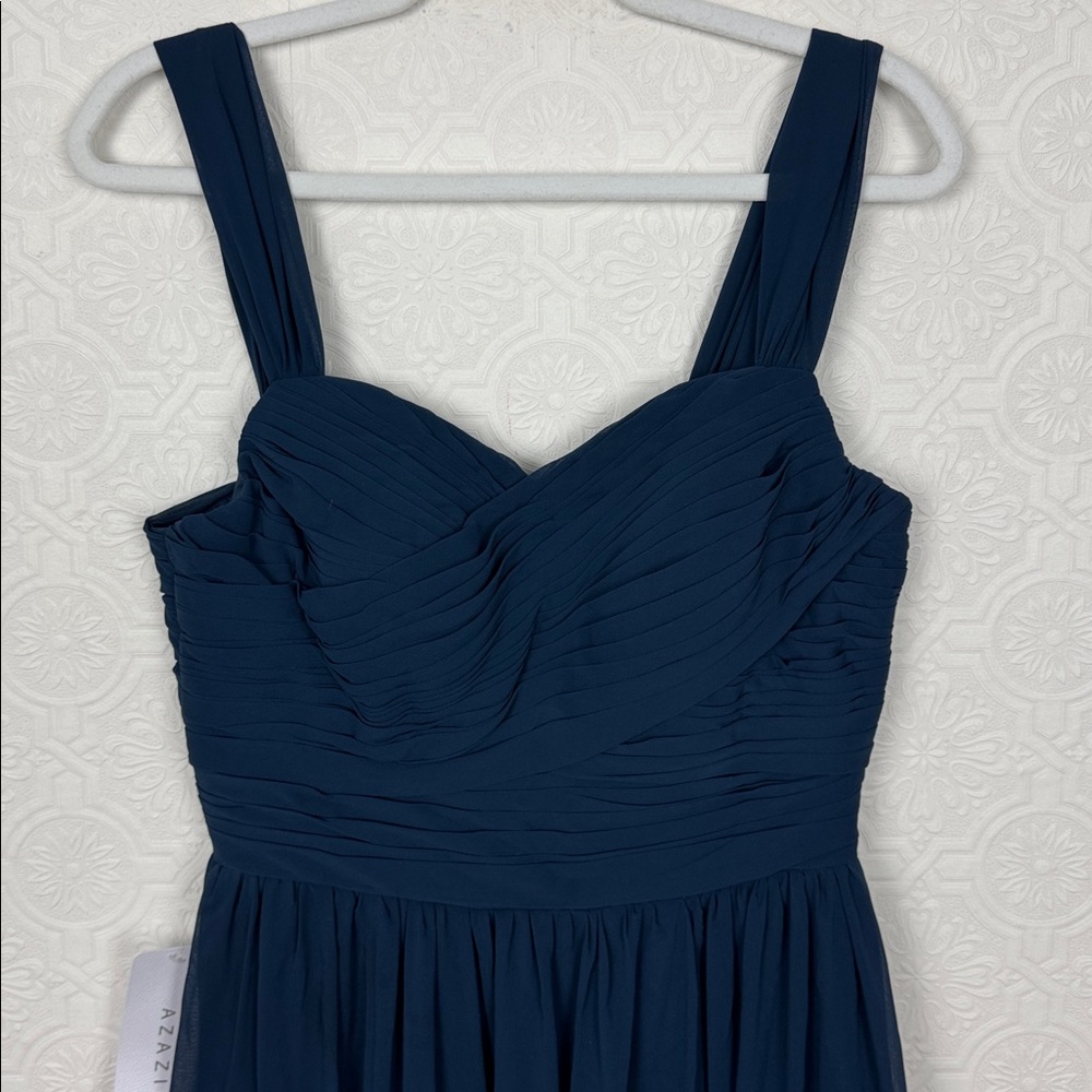 Azazie Zapheira Dark Navy Bridesmaid Dress US 10 A10 Chiffon Maxi Gown - Picture 7 of 13